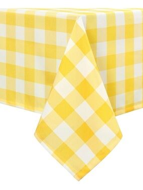 Gingham Tablecloth Waterproof Wrinkle-Resistant Rectangular 60x102” YELLOW